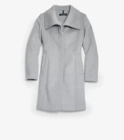 Women Cole Haan WOOL COATS & JACKETS|BLAZER & TRENCH JACKETS^Women's Convertible Collar Button-Up Coat