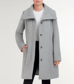 Women Cole Haan WOOL COATS & JACKETS|BLAZER & TRENCH JACKETS^Women's Convertible Collar Button-Up Coat