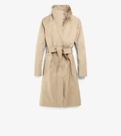 Women Cole Haan BLAZER & TRENCH JACKETS|JACKETS & COATS^Women's Stand Collar Rain Trench Coat