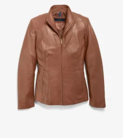 Women Cole Haan SUEDE & LEATHER JACKETS|JACKETS & COATS^Women's Wing Collar Leather Jacket